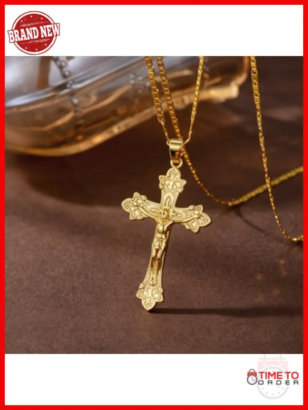 Gold Cross Necklace Crucifix Pendant Religious Jewelry for Women Men